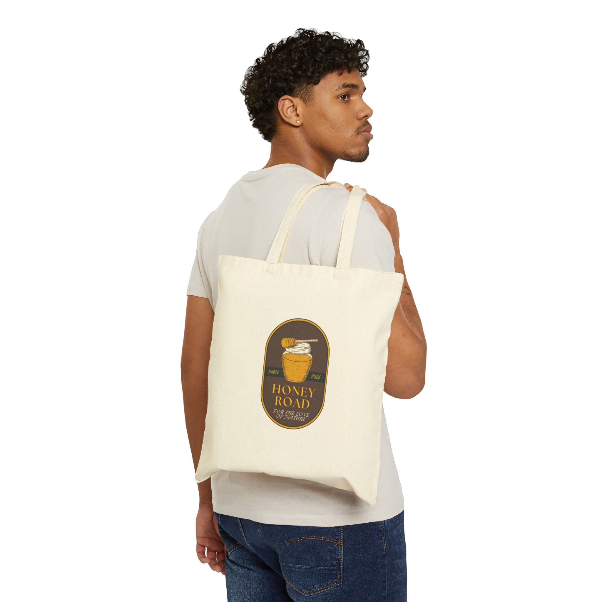 Canvas Tote Bag - "Honey Road" Jar Graphic Eco Shopper